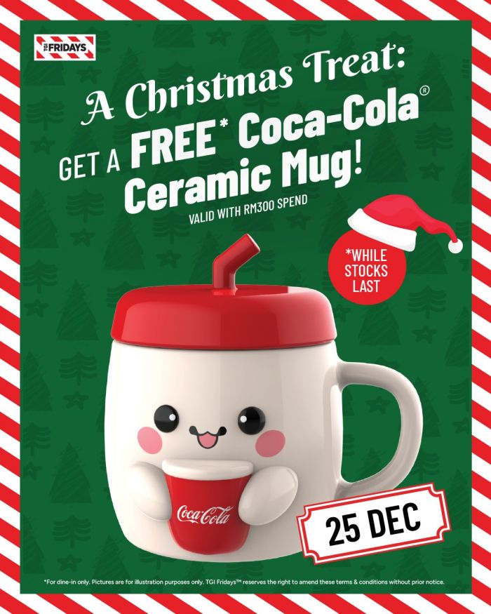 TGI Fridays Christmas Treat: Free Coca-Cola Ceramic Mug | 25 December 2025 TGI Fridays Christmas Treat: Free Coca-Cola Ceramic Mug | 25 December 2025