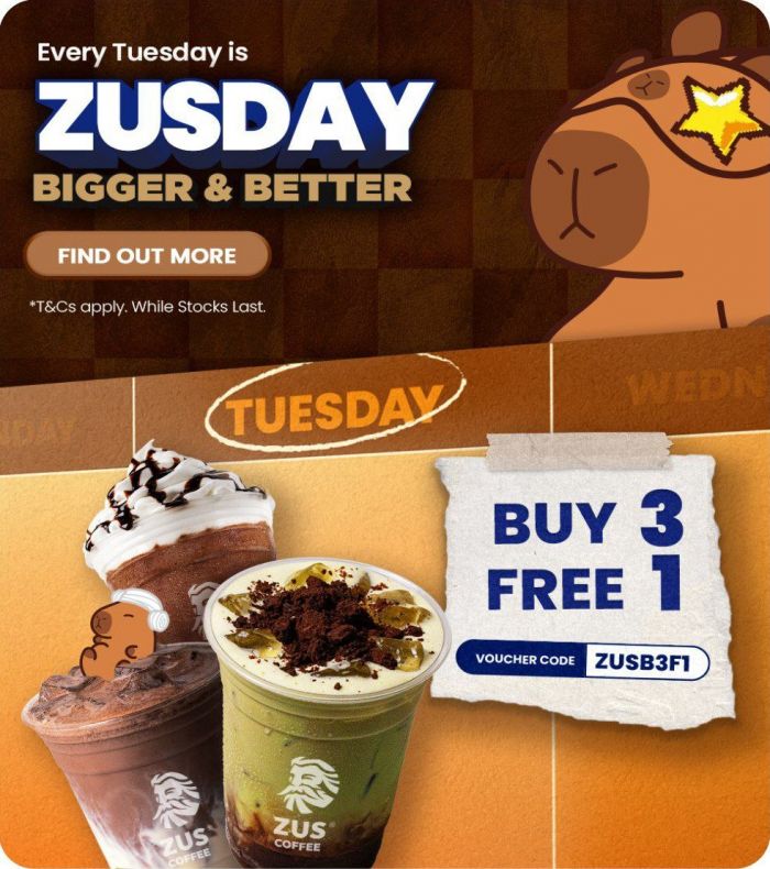 ZUS Coffee ZUSday Tuesday Promotion: Buy 3 Free 1 | 23 Dec 2025 ZUS Coffee ZUSday Tuesday Promotion: Buy 3 Free 1 | 23 Dec 2025