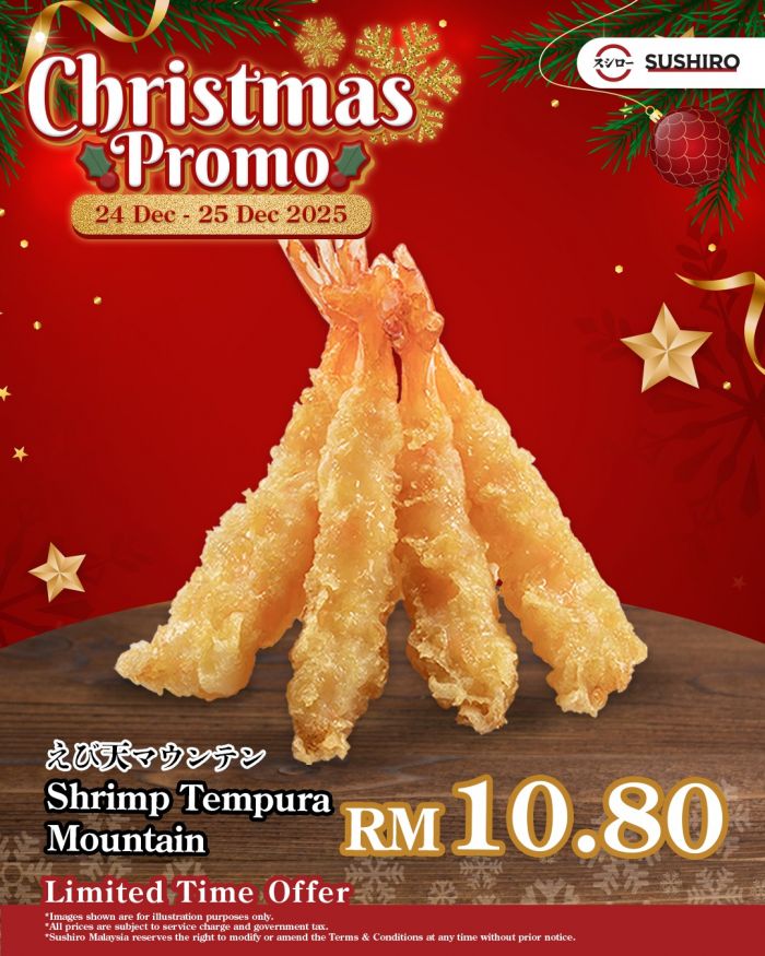 Sushiro Christmas Promo: Shrimp Tempura Mountain RM10.80 | 24–25 Dec 2025 Sushiro Christmas Promo: Shrimp Tempura Mountain RM10.80 | 24–25 Dec 2025