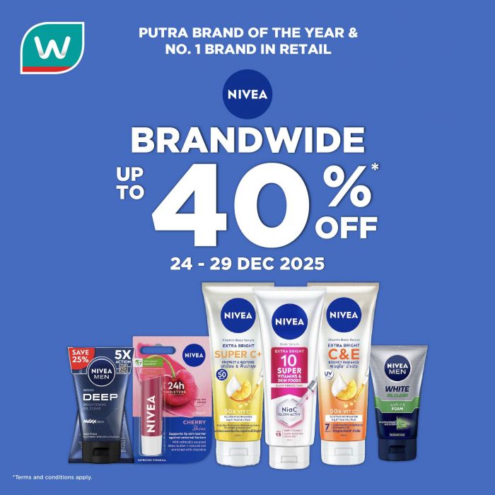 Watsons NIVEA Promotion: Up to 40% Off NIVEA Products | 24–29 Dec 2025 Watsons NIVEA Promotion: Up to 40% Off NIVEA Products | 24–29 Dec 2025