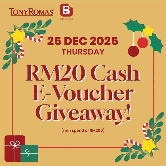 Tony Roma’s Christmas Promotion: Free RM20 Cash E-Voucher | 25 December 2025 Tony Roma’s Christmas Promotion: Free RM20 Cash E-Voucher | 25 December 2025