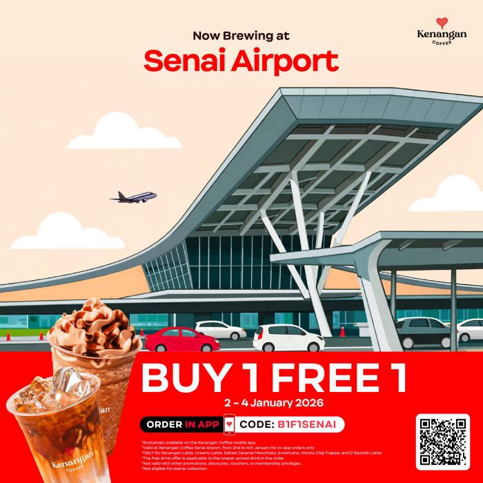 Kenangan Coffee Senai Airport Opening: Buy 1 Free 1 Promo | 2-4 Jan 2026 Kenangan Coffee Senai Airport Opening: Buy 1 Free 1 Promo | 2-4 Jan 2026