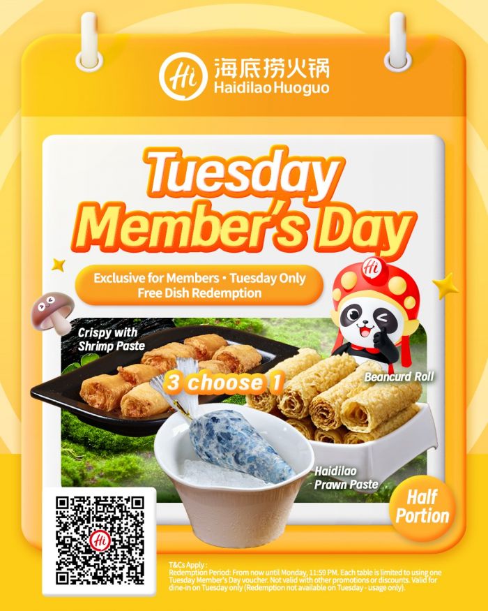 Haidilao Tuesday Member’s Day: Free Dish Redemption | 30 December 2025 Haidilao Tuesday Member’s Day: Free Dish Redemption | 30 December 2025