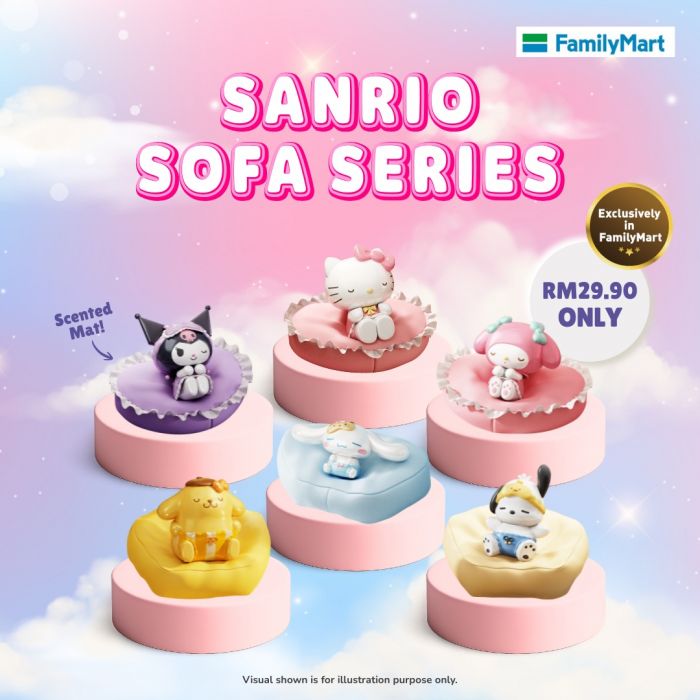 FamilyMart Sanrio Sofa Series: Blind Box Figures & Scented Wrist Rest | RM29.90 FamilyMart Sanrio Sofa Series: Blind Box Figures & Scented Wrist Rest | RM29.90