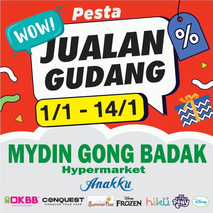 Anakku Warehouse Sale at MYDIN Gong Badak: Apparel from RM9 & Toiletries Deals | 1-14 Jan 2026 Anakku Warehouse Sale at MYDIN Gong Badak: Apparel from RM9 & Toiletries Deals | 1-14 Jan 2026