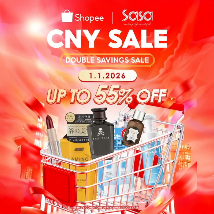 SaSa Shopee CNY Sale: Up to 55% OFF Double Savings | 1 Jan 2026 SaSa Shopee CNY Sale: Up to 55% OFF Double Savings | 1 Jan 2026