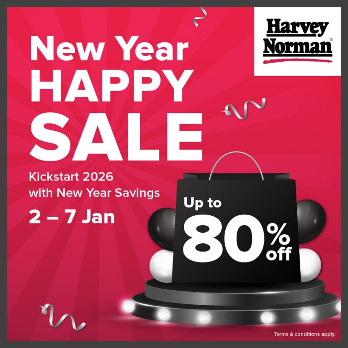 Harvey Norman New Year Happy Sale: Up to 80% Off | 2 - 7 January 2026 Harvey Norman New Year Happy Sale: Up to 80% Off | 2 - 7 January 2026