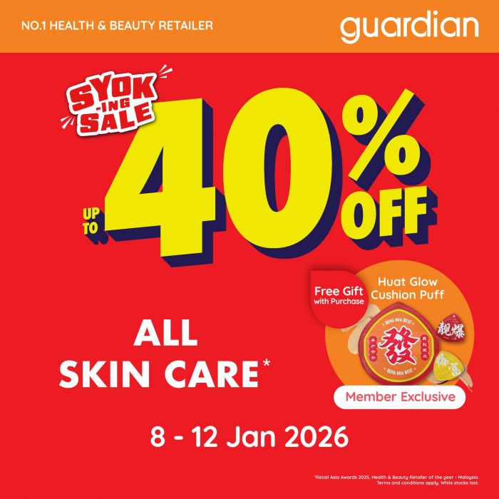 Guardian Skincare Sale: Up to 40% OFF & FREE Member Gifts | 8-12 January 2026 Guardian Skincare Sale: Up to 40% OFF & FREE Member Gifts | 8-12 January 2026