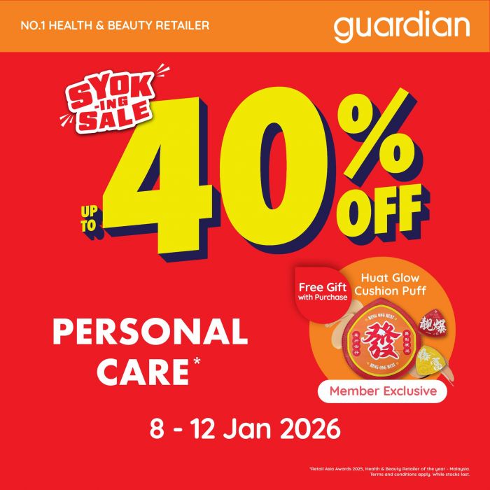 Guardian Personal Care Promotion: Up to 40% OFF & FREE Gift | 8-12 January 2026 Guardian Personal Care Promotion: Up to 40% OFF & FREE Gift | 8-12 January 2026