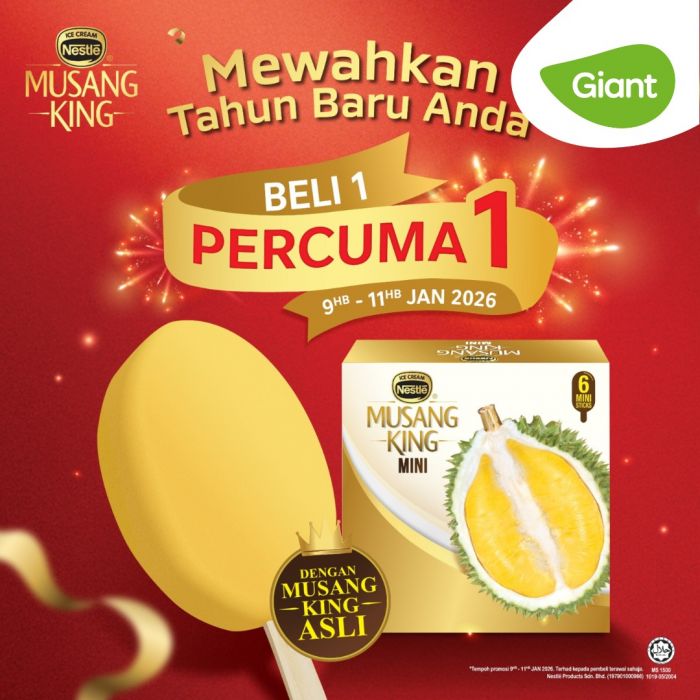 Giant Weekend Special: Buy 1 Free 1 Nestle Musang King Ice Cream | 9-11 Jan 2026 Giant Weekend Special: Buy 1 Free 1 Nestle Musang King Ice Cream | 9-11 Jan 2026