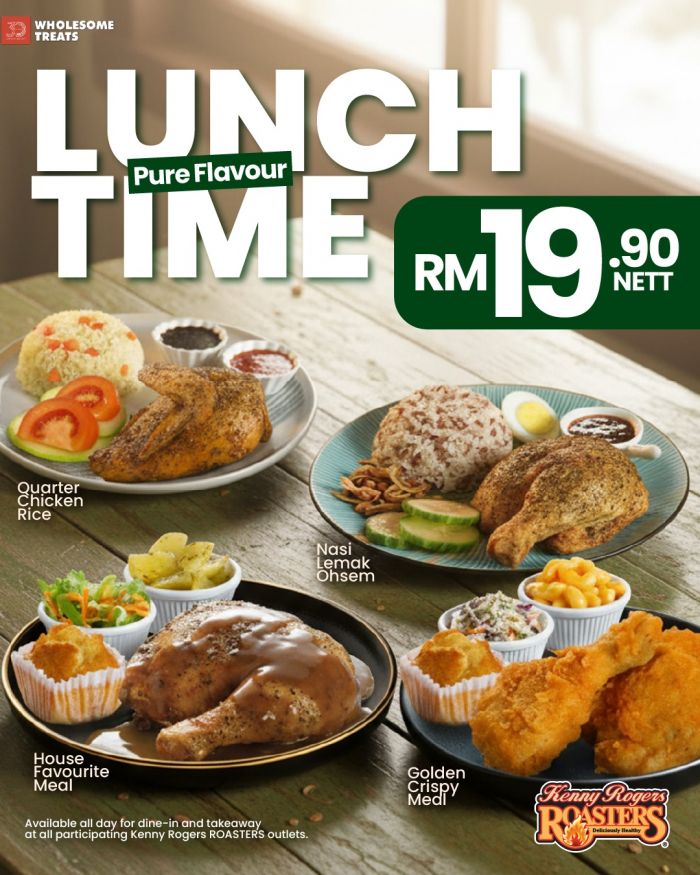 Kenny Rogers ROASTERS Lunch Time Promotion: 4 Wholesome Sets at RM19.90 Nett Kenny Rogers ROASTERS Lunch Time Promotion: 4 Wholesome Sets at RM19.90 Nett