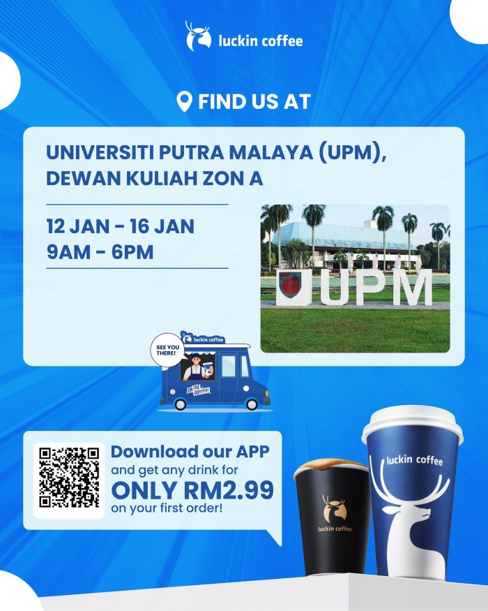 Luckin Coffee On-The-Go Truck at UPM: Get Any Drink for RM2.99 | 12–16 January 2026 Luckin Coffee On-The-Go Truck at UPM: Get Any Drink for RM2.99 | 12–16 January 2026
