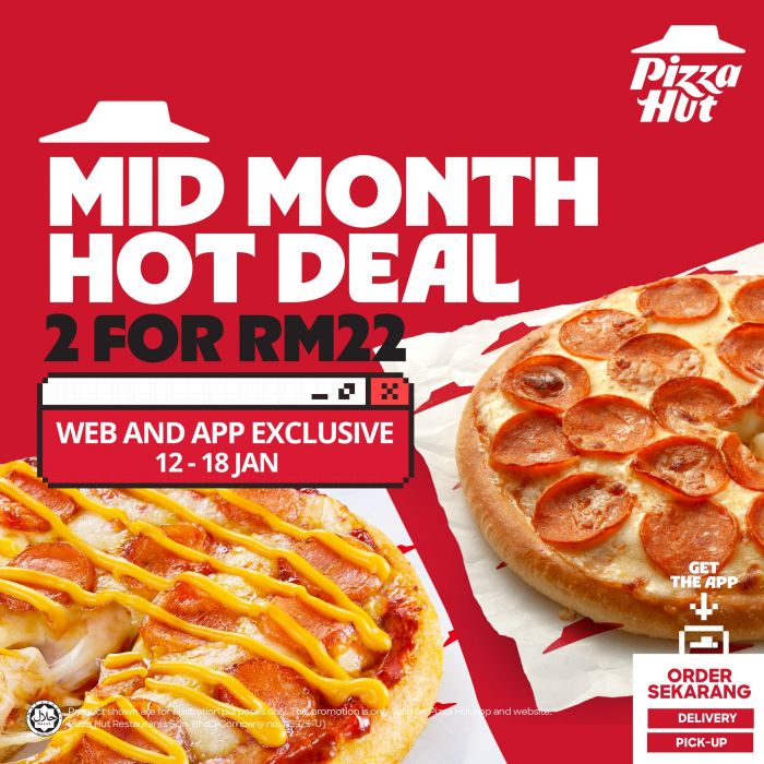 Pizza Hut Promotion: 2 Regular Pizzas for RM22 (Mid-Month Hot Deal) | 12–18 January 2026 Pizza Hut Promotion: 2 Regular Pizzas for RM22 (Mid-Month Hot Deal) | 12–18 January 2026