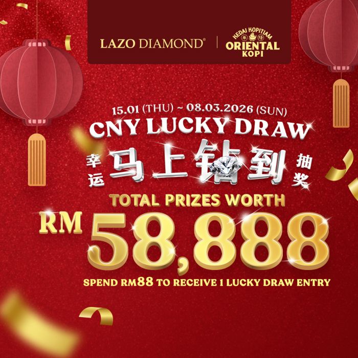 Oriental Kopi Promotion: CNY Lucky Draw - Win Prizes Worth RM58,888 | 15 Jan - 8 Mar 2026 Oriental Kopi Promotion: CNY Lucky Draw - Win Prizes Worth RM58,888 | 15 Jan - 8 Mar 2026