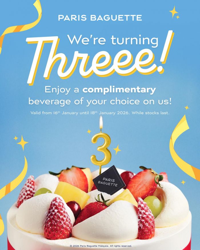 Paris Baguette 3rd Anniversary: Free Beverage of Your Choice | 16-18 Jan 2026 Paris Baguette 3rd Anniversary: Free Beverage of Your Choice | 16-18 Jan 2026