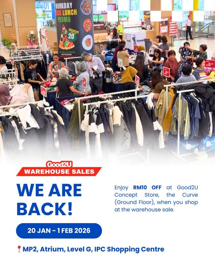 Good2U Warehouse Sale: RM10 OFF Voucher Offer | 20 Jan - 1 Feb 2026 Good2U Warehouse Sale: RM10 OFF Voucher Offer | 20 Jan - 1 Feb 2026