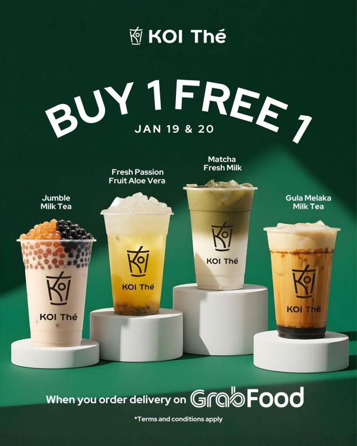 KOI Thé Buy 1 Free 1 GrabFood Promotion: Jumble Milk Tea & Matcha Deals | 19-20 January 2026 KOI Thé Buy 1 Free 1 GrabFood Promotion: Jumble Milk Tea & Matcha Deals | 19-20 January 2026