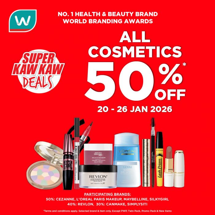 Watsons Promotion: 50% OFF All Cosmetics | 20-26 January 2026 Watsons Promotion: 50% OFF All Cosmetics | 20-26 January 2026