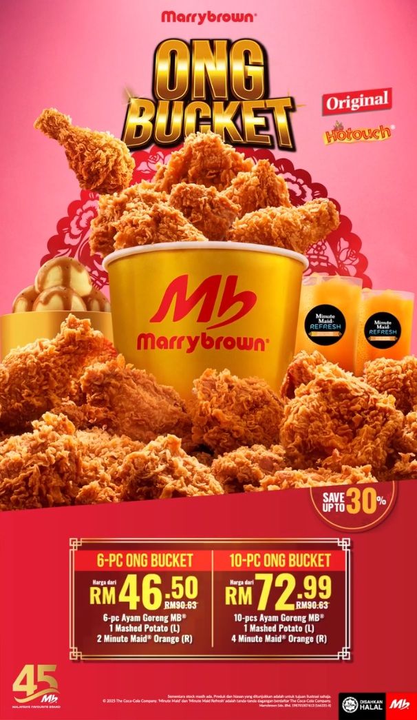 Marrybrown Ong Bucket Promotion: Save Up To 30% on Ayam Goreng MB Marrybrown Ong Bucket Promotion: Save Up To 30% on Ayam Goreng MB