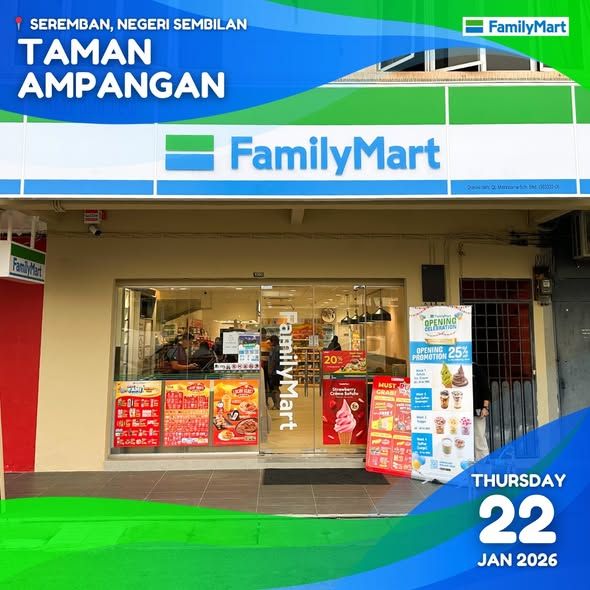FamilyMart Taman Ampangan Opening Promotion: 25% OFF Sofuto & Drinks | 22 Jan - 15 Feb 2026 FamilyMart Taman Ampangan Opening Promotion: 25% OFF Sofuto & Drinks | 22 Jan - 15 Feb 2026