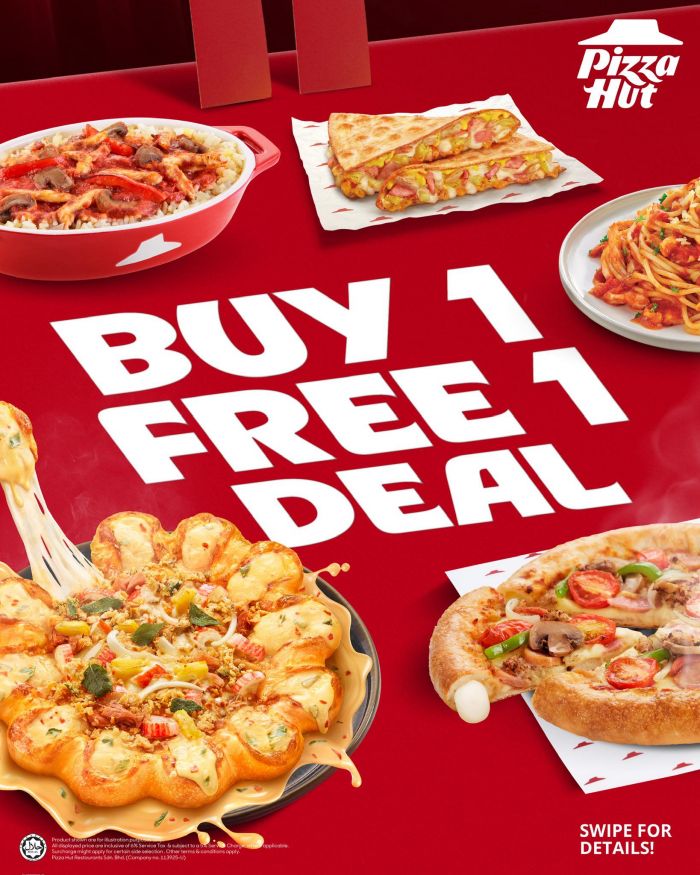Pizza Hut Buy 1 Free 1 Promotion: CNY Dip Dip Huat Deal From RM35.99 | 23 Jan - 8 Feb 2026 Pizza Hut Buy 1 Free 1 Promotion: CNY Dip Dip Huat Deal From RM35.99 | 23 Jan - 8 Feb 2026