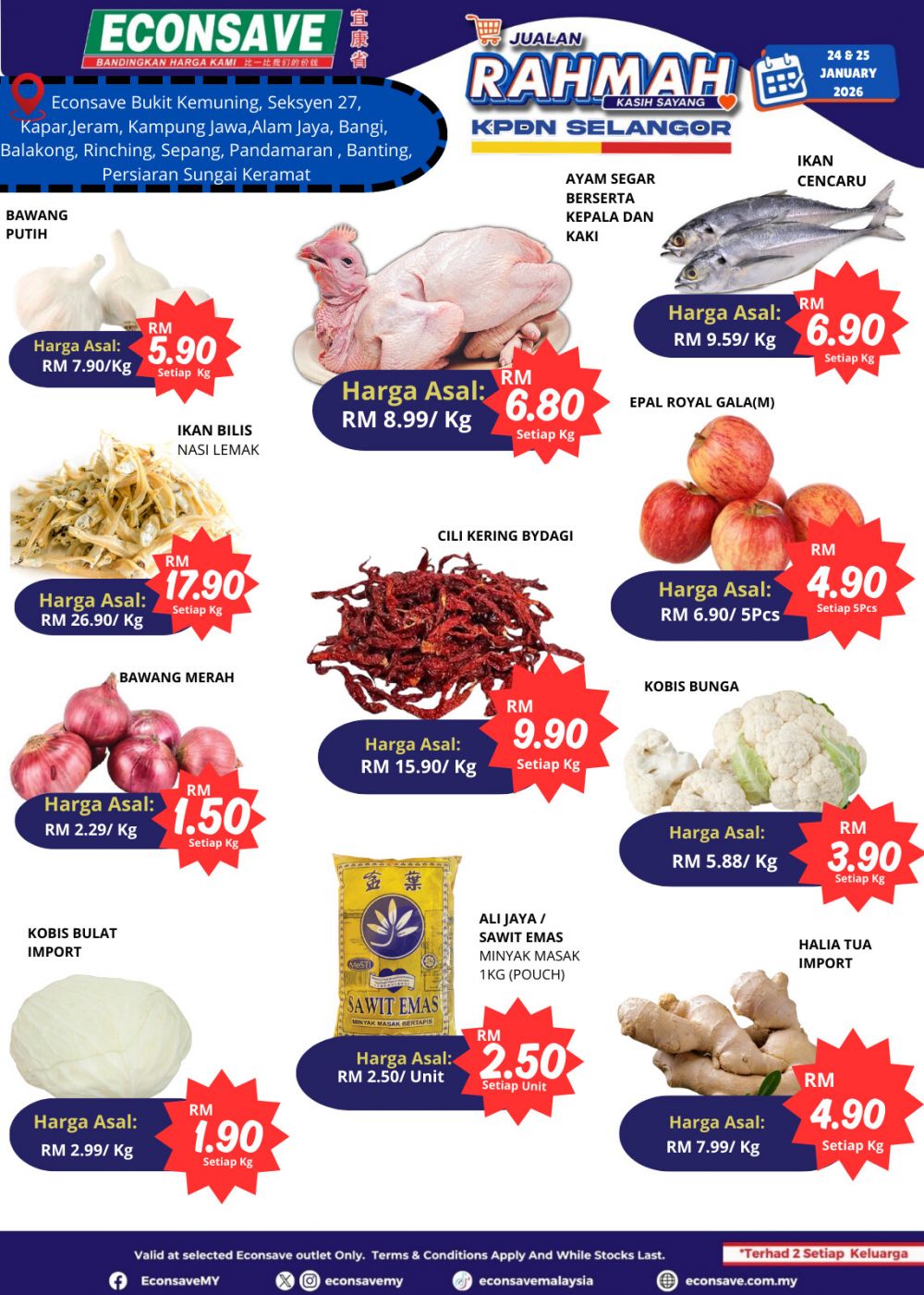 Econsave Jualan Rahmah Promotion: Fresh Chicken RM6.80 & Essentials | 24-25 January 2026 Econsave Jualan Rahmah Promotion: Fresh Chicken RM6.80 & Essentials | 24-25 January 2026