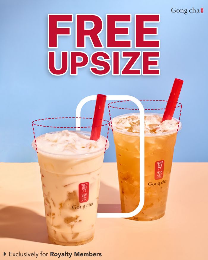 Gong Cha Free Upsize Promotion: Redeem with 1 Point | 26 Jan - 1 Feb 2026 Gong Cha Free Upsize Promotion: Redeem with 1 Point | 26 Jan - 1 Feb 2026