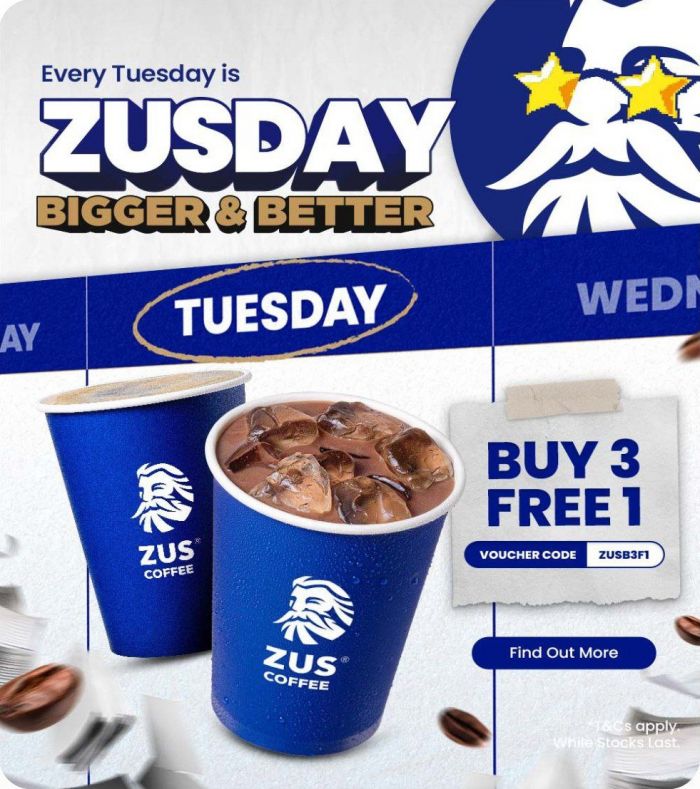 ZUS Coffee ZUSday Promotion: Buy 3 Free 1 Voucher | 27 January 2026 ZUS Coffee ZUSday Promotion: Buy 3 Free 1 Voucher | 27 January 2026