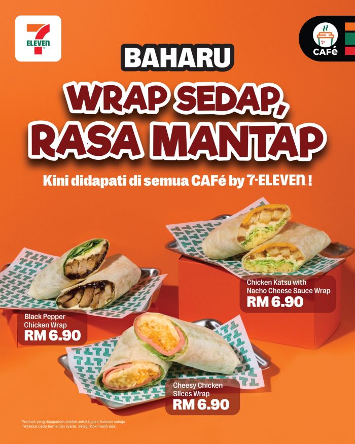 7-Eleven Café New Wraps: Chicken Katsu, Black Pepper & Cheesy Slices | RM 6.90 7-Eleven Café New Wraps: Chicken Katsu, Black Pepper & Cheesy Slices | RM 6.90