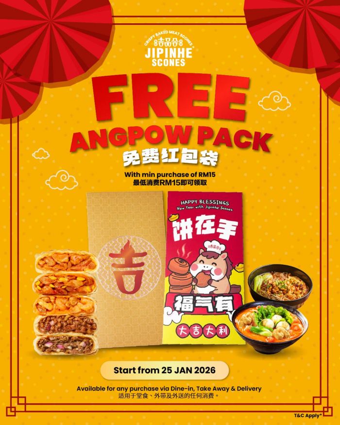 Jipinhe Scones Free Angpow Pack Promotion: Minimum Spend RM15 | From 25 January 2026 Jipinhe Scones Free Angpow Pack Promotion: Minimum Spend RM15 | From 25 January 2026