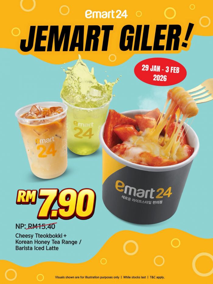 emart24 Jemart Giler: Cheesy Tteokbokki Combo RM7.90 | 29 Jan - 3 Feb 2026 emart24 Jemart Giler: Cheesy Tteokbokki Combo RM7.90 | 29 Jan - 3 Feb 2026