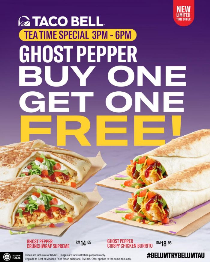 Taco Bell Tea Time Special: Ghost Pepper Buy 1 Free 1 Promotion Taco Bell Tea Time Special: Ghost Pepper Buy 1 Free 1 Promotion