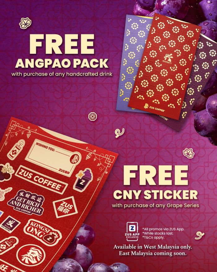 ZUS Coffee CNY Promotion: Free Angpao Pack & Stickers | From 2 February 2026 ZUS Coffee CNY Promotion: Free Angpao Pack & Stickers | From 2 February 2026