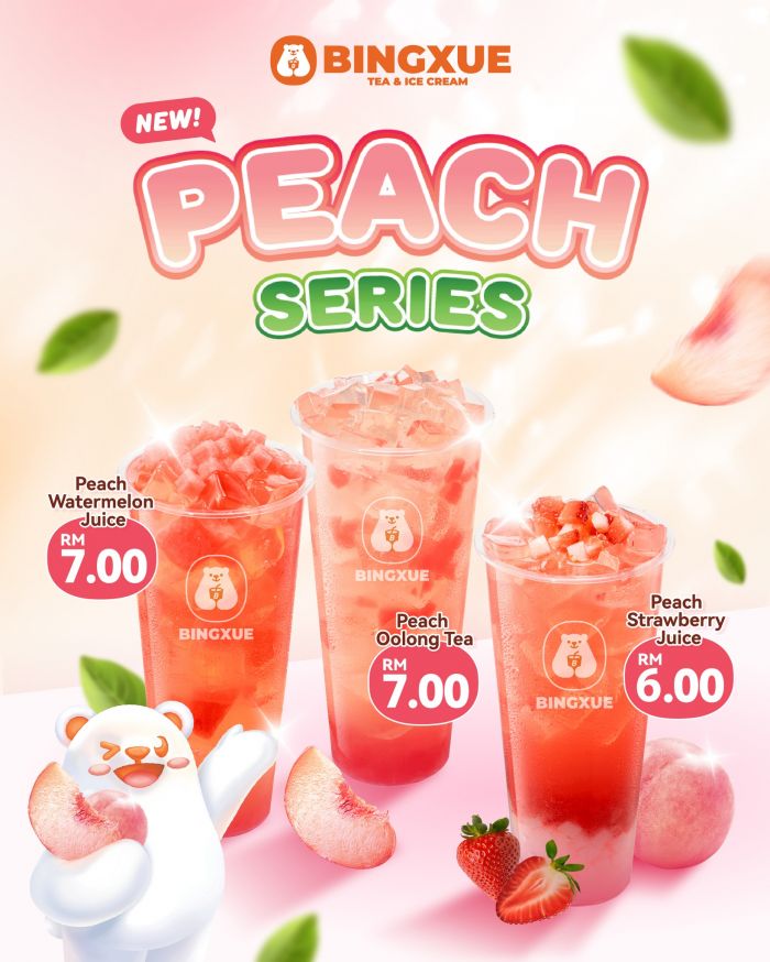 Bingxue New Peach Series: Drinks from RM6.00 | From 13 February 2026 Bingxue New Peach Series: Drinks from RM6.00 | From 13 February 2026