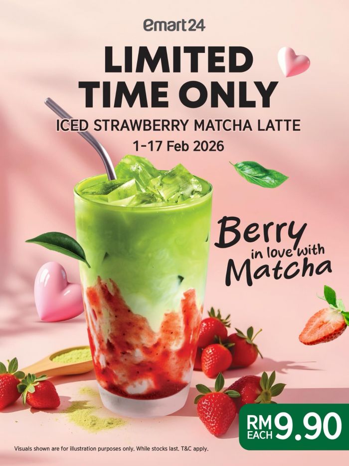 emart24 Iced Strawberry Matcha Latte: RM9.90 Limited Time Offer | 1 - 17 February 2026 emart24 Iced Strawberry Matcha Latte: RM9.90 Limited Time Offer | 1 - 17 February 2026