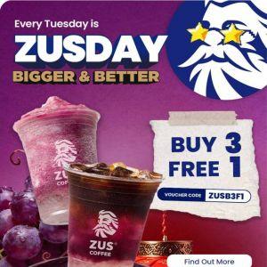 ZUS Coffee ZUSday Promotion: Buy 3 Free 1 Voucher Code | 10 February 2026