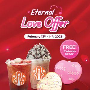 J.CO Valentine's Promotion: Buy 2 Beverages Free 2 Donuts | 13-14 February 2026