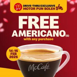 McDonald’s Drive-Thru Exclusive: Free Americano (S) with Any Purchase | 14-16 February 2026