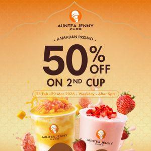 Auntea Jenny Ramadan Promotion: 50% OFF 2nd Cup | 28 Feb - 20 Mar 2026