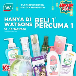 Watsons Buy 1 Free 1 Promotion: Kaw Kaw Deals | 10-16 March 2026