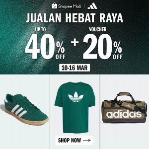 Adidas Shopee Raya Sale: Jualan Hebat Raya Up To 40% Off + 20% Voucher | 10-16 March 2026