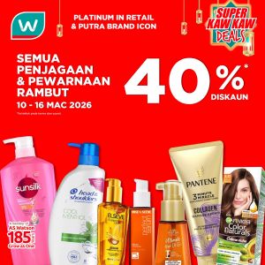 Watsons Promotion: 40% OFF All Hair Care & Hair Color | 10-16 March 2026