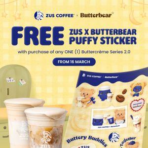 ZUS Coffee Promotion: FREE ZUS x Butterbear Puffy Sticker | From 16 March 2026