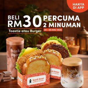 Bask Bear Raya Promotion: BBRAYA30 App Deal - Get 2 FREE Drinks | 20-28 March 2026