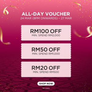 HABIB Sale @ Lazada Birthday Sale: All-Day Vouchers - Up to RM100 OFF | 24-27 Mar 2026