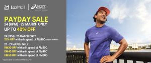 ASICS Promo @ Lazada Birthday Sale: Payday Sale - Up To 40% OFF + Extra Vouchers | 24-27 March 2026