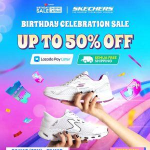 Skechers Sale @ Lazada Birthday Sale: Up To 50% OFF + Semua Free Shipping | 24-27 March 2026