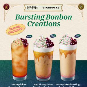 Starbucks Menu Promo: Harry Potter Bursting Bonbon Creations - Flavor-Changing Drinks