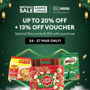 Nestle Promo @ Lazada Birthday Sale: Up to 20% OFF + 13% Voucher | 24-27 Mar 2026