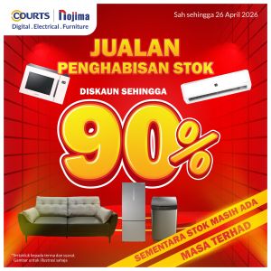 COURTS Stock Clearance Sale: Jualan Penghabisan Stok - Discount Up To 90% | Until 26 April 2026